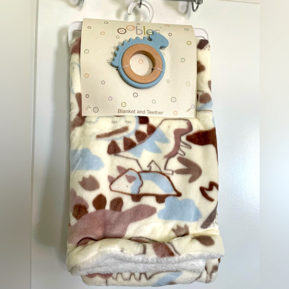 NEW Baby Blanket with Teether Soft 2-piece Set 30x40 Baby Gift Boy Girl